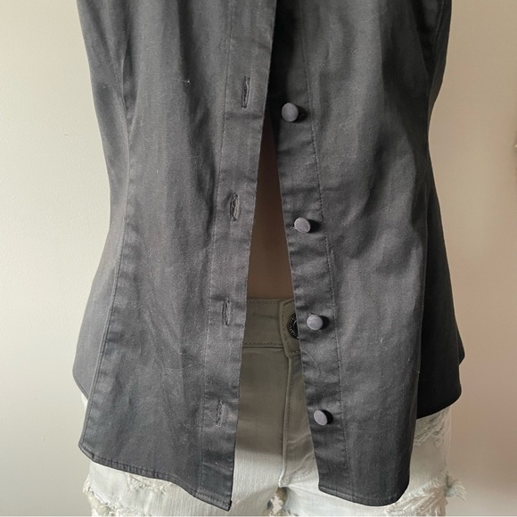 Free People Ruffles Sleeveless Button Down Top Peter Pan Collar Front Tie - Picture 4 of 7